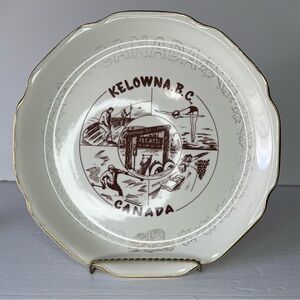 Vintage Kelowna B.C. Canada Gold Rimmed Collector Plate Sports Outdoors 10”